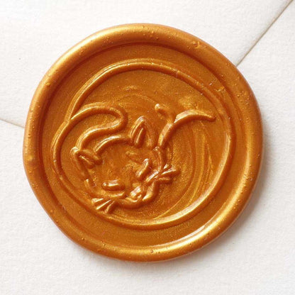Wax Seal Stamp; Sleeping Cat Stamp with handle (+ box & storage bag)