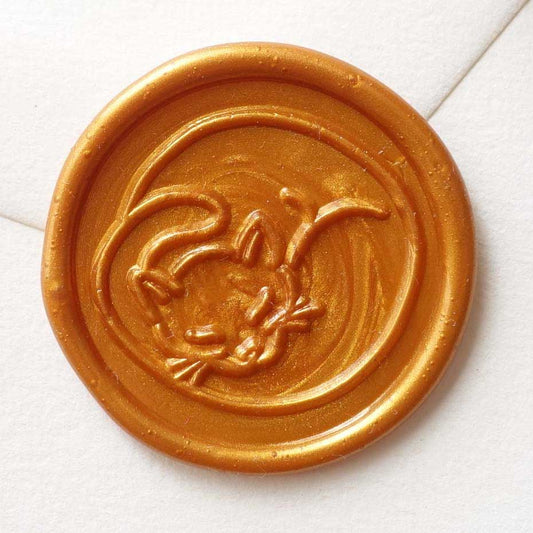 Wax Seal Stamp; Sleeping Cat Stamp with handle (+ box & storage bag)