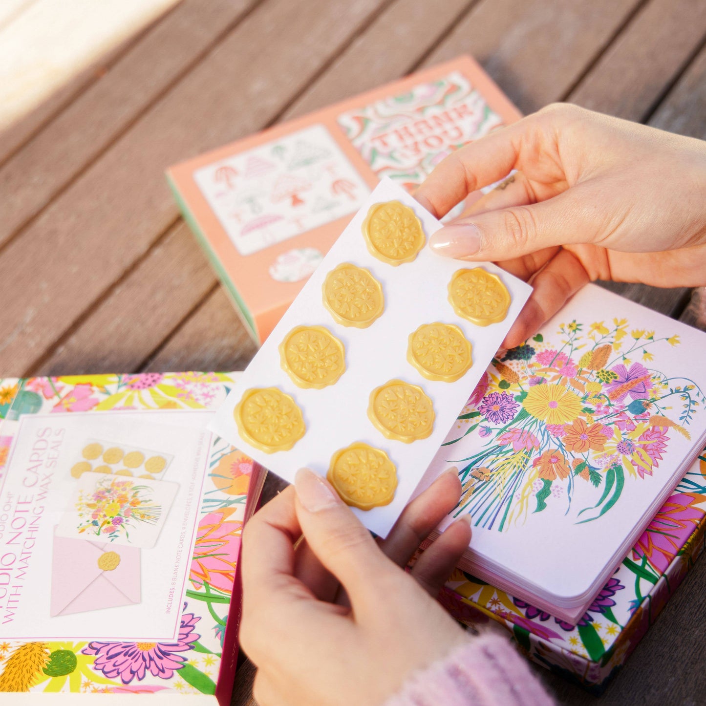 Note Cards with Matching Wax Seals; Garden Splash Studio