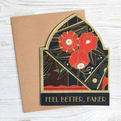 Sympathy Card; Feel Better, Faker (Funny, Vintage)