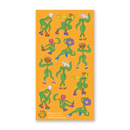 Stickii Sticker Sheet; Rad Roller Flowers
