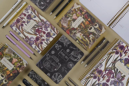 Daily Planner Journal; Irises (A6, Vegan Leather) - BV by Bruno Visconti