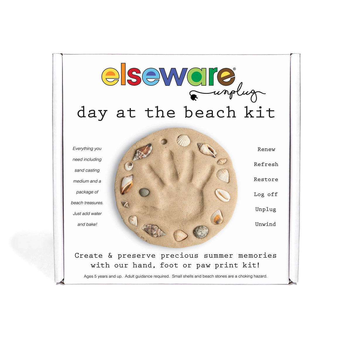 Day at the Beach Kit | Sand Casting Hand & Footprint Keepsake | Elseware Unplug