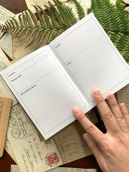 Field Journal; Green Foraging (Hardcover, A6 Size, 120gsm White Paper)