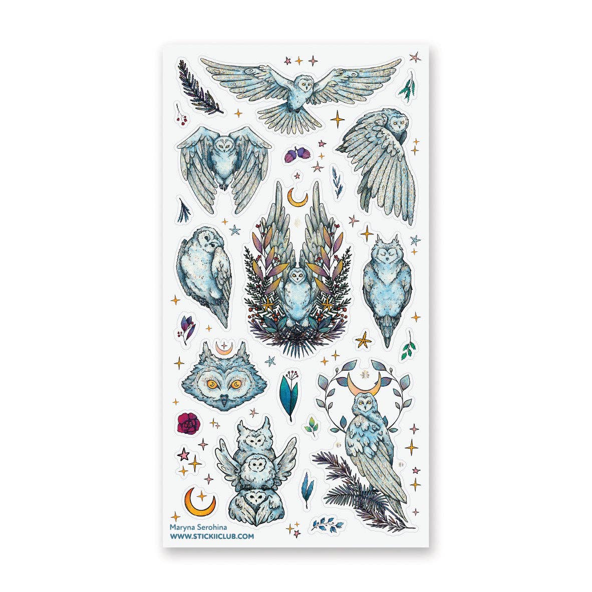 Sticker Sheet; Owls of Moonlight