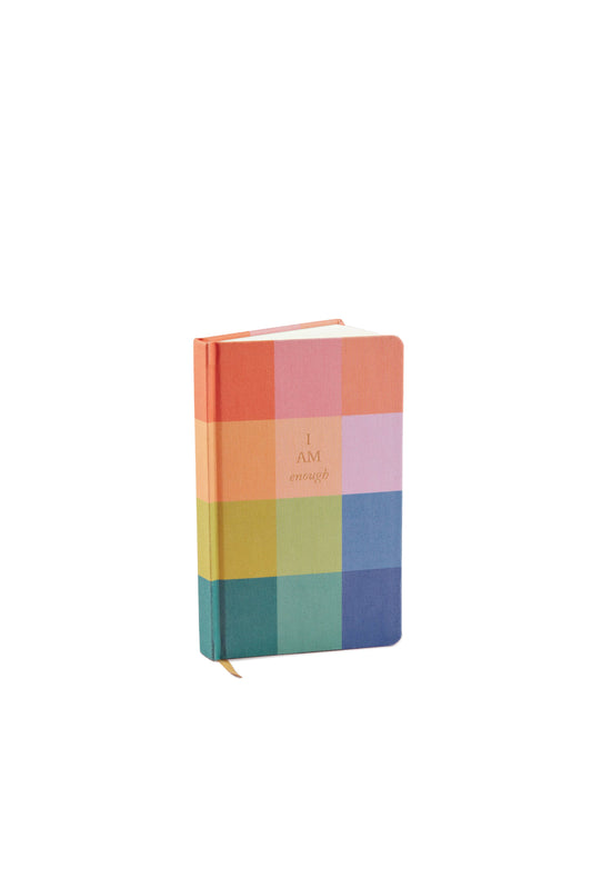 Bookcloth Journal; Rainbow Check I AM Enough