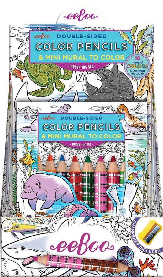 Eeboo Biggie Pencils with Fold-Out Mini Mural; Under the Sea
