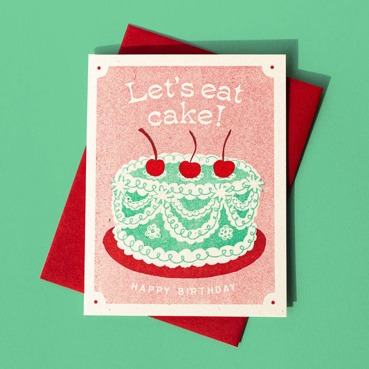 Birthday Card; Let's Eat Cake (Risograph Card)