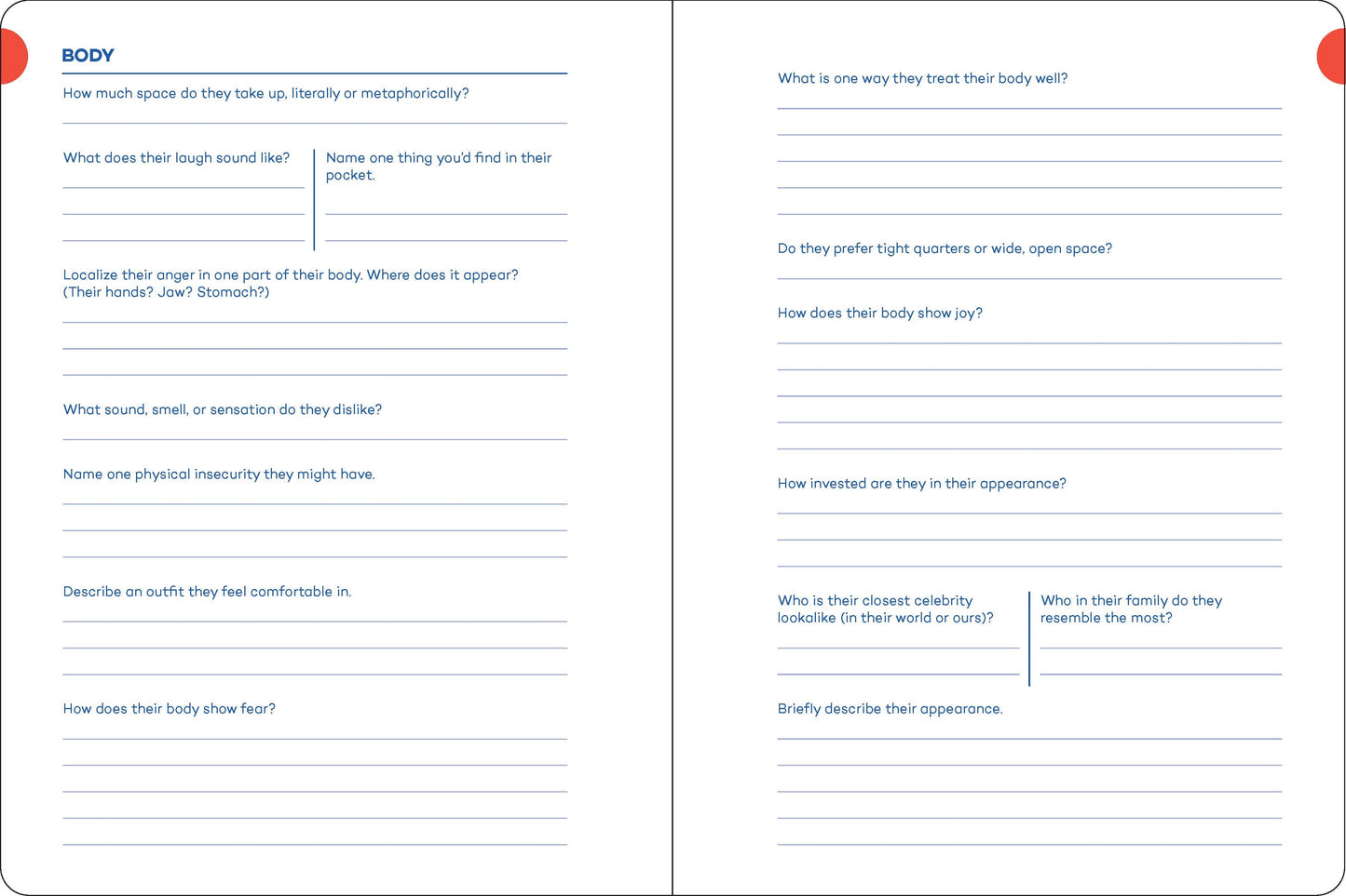 Journal; A Writer’s Journal for Creating Characters