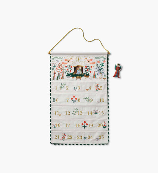Rifle Paper Co. Nativity Embroidered Hanging Advent Calendar
