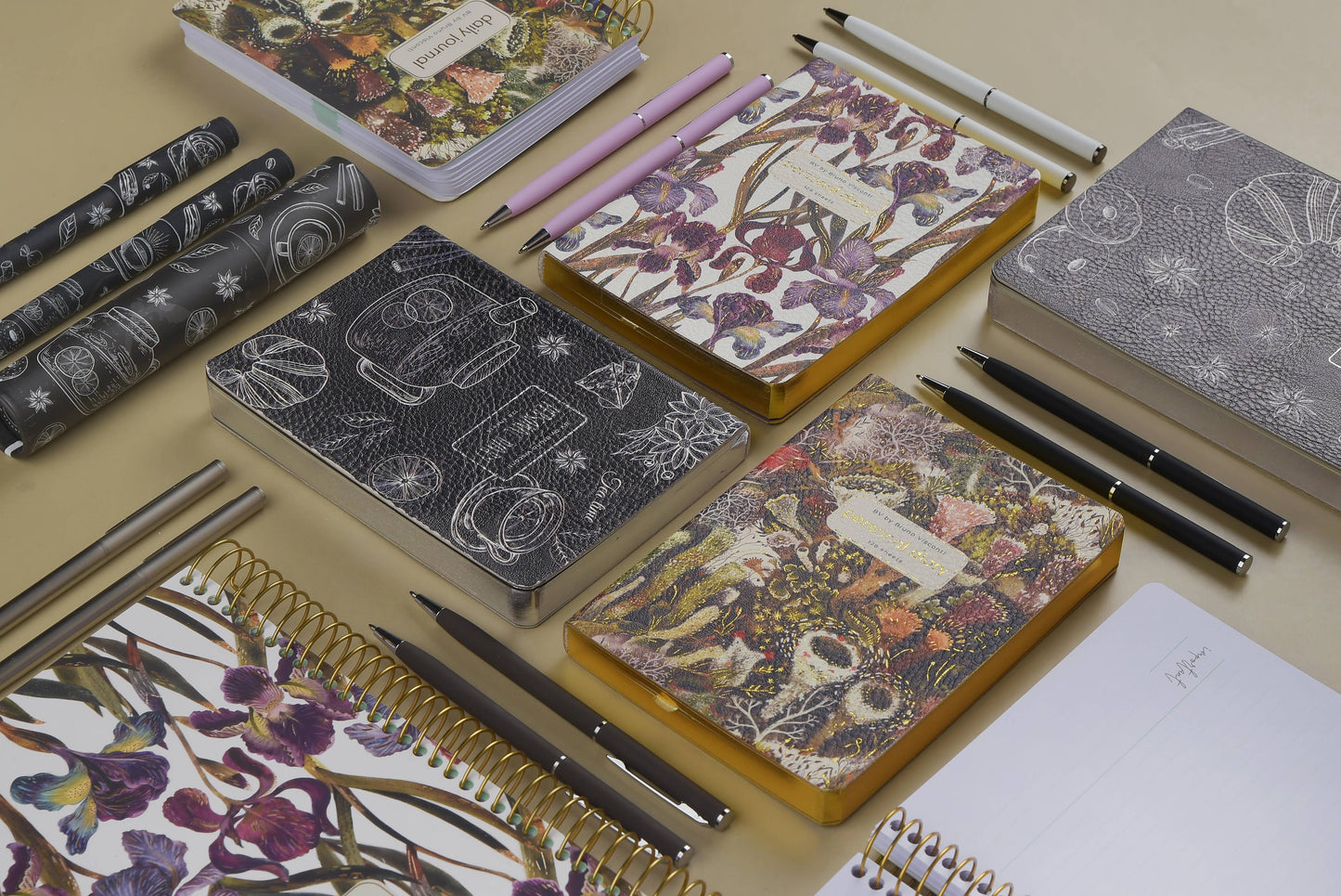Daily Planner Journal; Irises (A6, Vegan Leather) - BV by Bruno Visconti