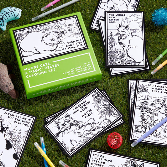 Velvet Coloring Set; Moody Cats Magic
