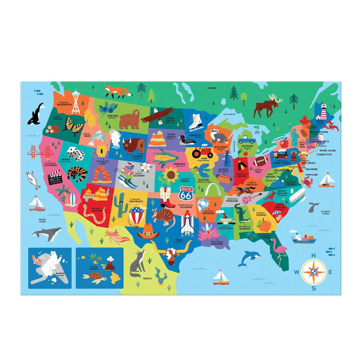 Jigsaw Puzzle; Map of the U.S.A. (50 Pieces)