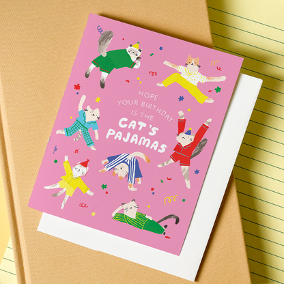 Birthday Card; Cat's Pajamas (Cat Pun)