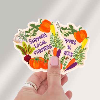 Vinyl Sticker; Support Local Farmers (Farm Fresh Produce)