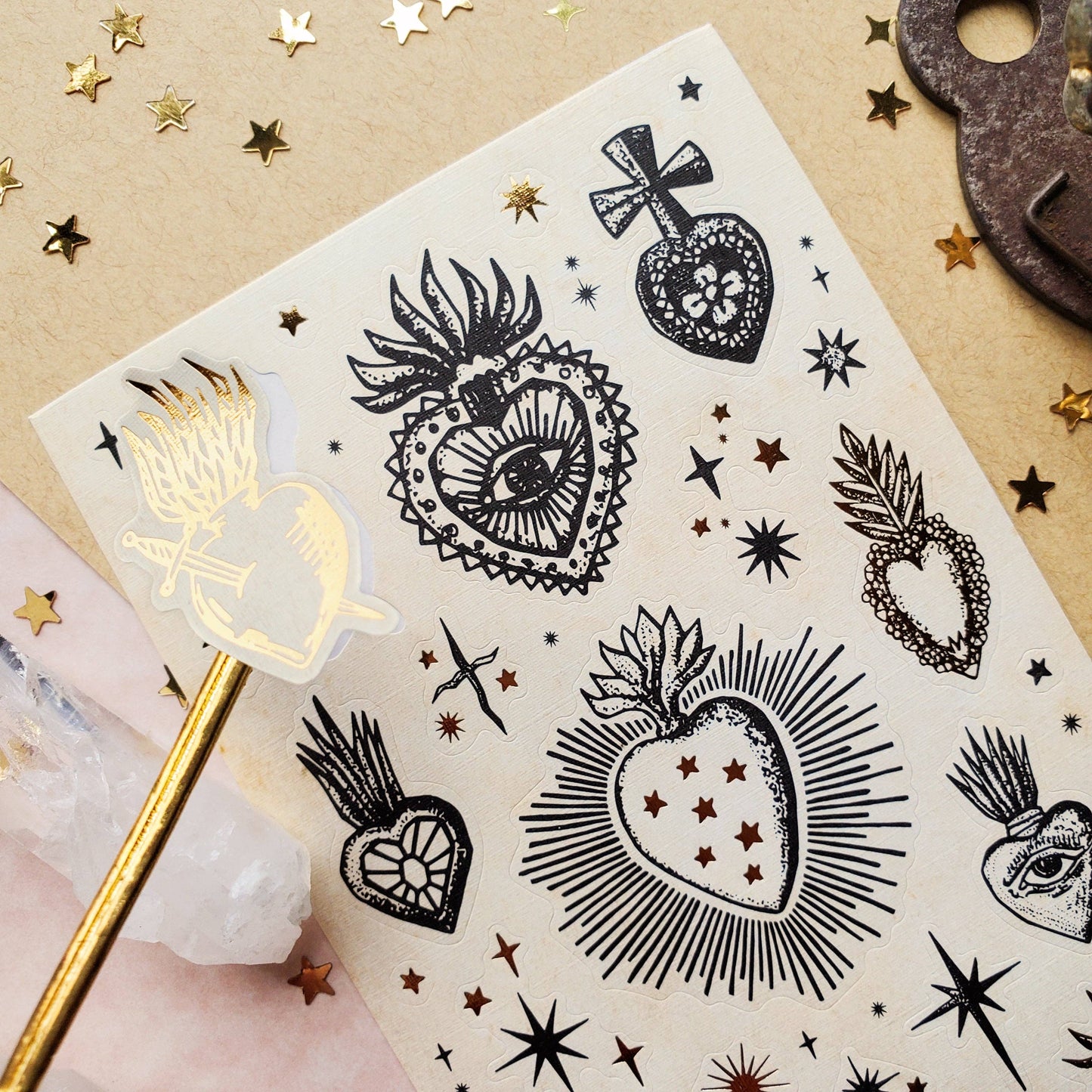 Sticker Sheet; Sacred Hearts