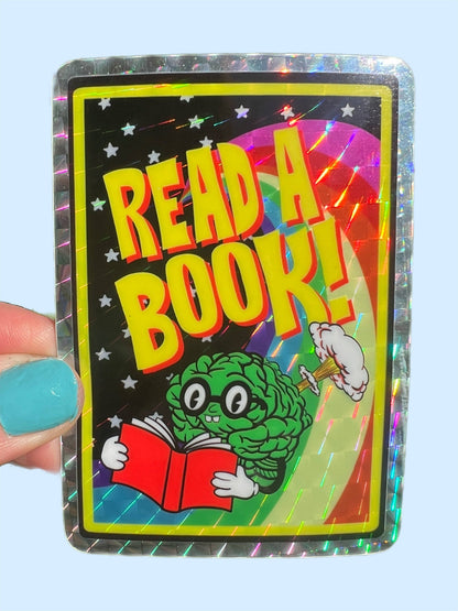 Vinyl Sticker; Read A Book (Glitter 3 Inch)