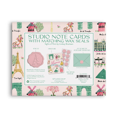 Studio Note Cards with Matching Wax Seals; Sights of Paris