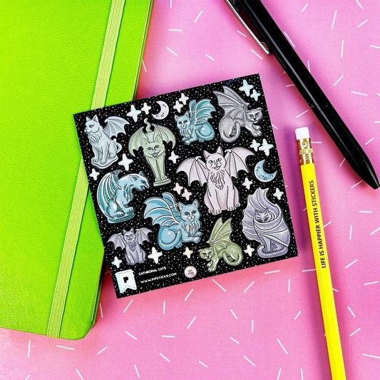 Pipsticks Sticker Sheet; Cathedral Cats