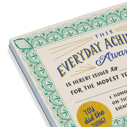 Certificate Notepad; Everyday Achievement Award