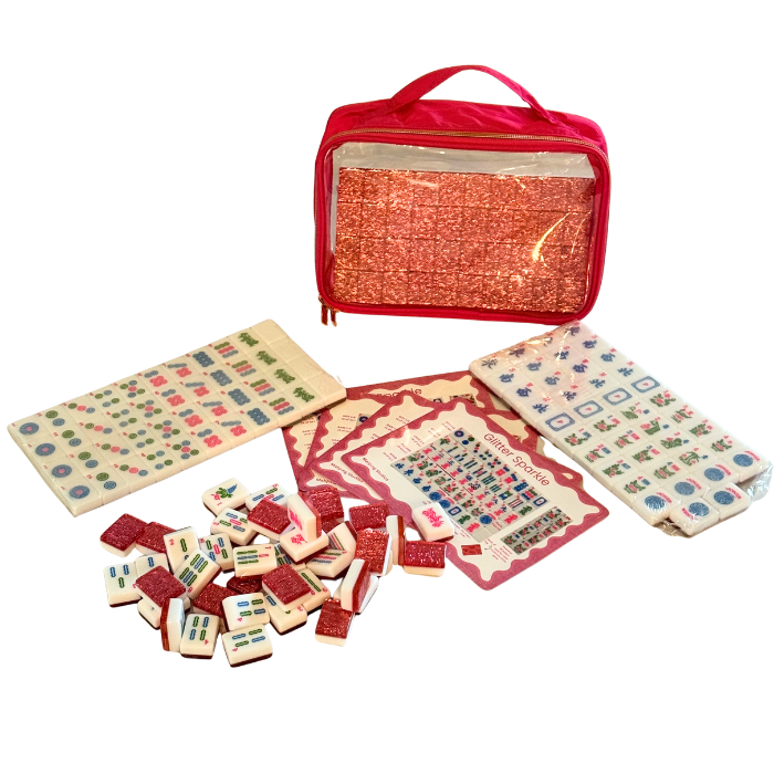 Mahjong Studios Glitter Sparkle Mahjong Tile Set | 166 Tiles Pink Bundle