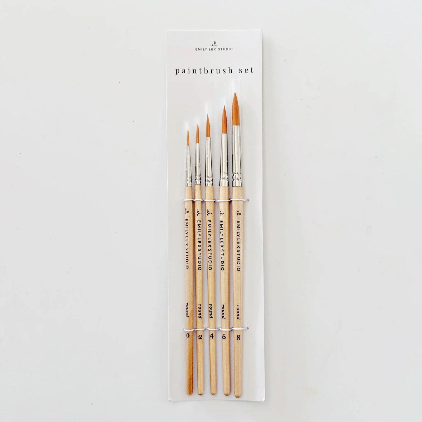 Emily Lex Watercolor Paintbrush Set; Five Wood Brushes