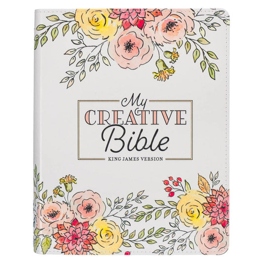 KJV My Creative Bible; Faux Leather White Floral Printed