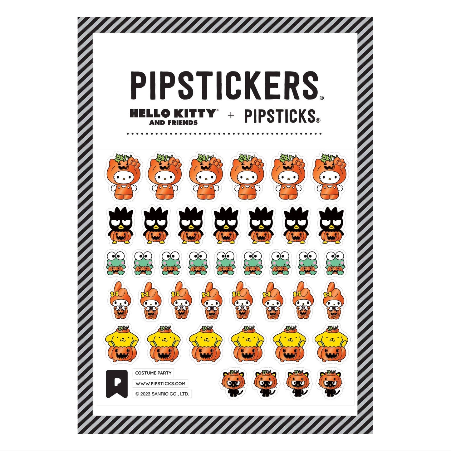 Pipsticks Sticker Sheet; Hello Kitty & Friends Costume Party
