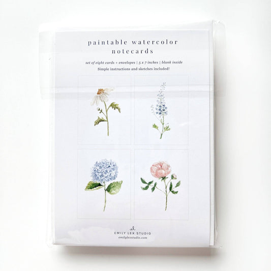 Paintable Notecard Set; Garden Flowers (Set of 8 Notecards & Envelopes)