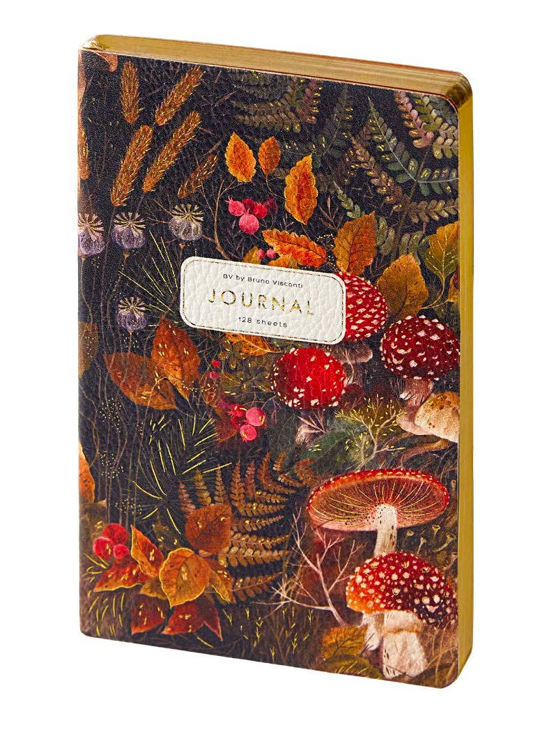 Daily Planner Journal; Forest Mushrooms (A5, Vegan Leather) - BV by Bruno Visconti
