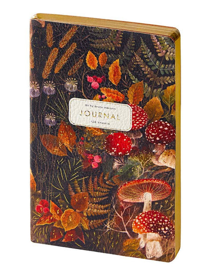 Daily Planner Journal; Forest Mushrooms (A5, Vegan Leather) - BV by Bruno Visconti