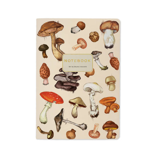 Notebook; Mushrooms on White (Size A5)