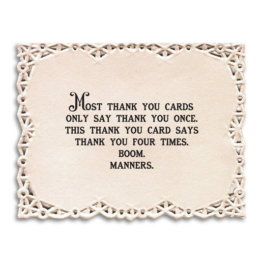 Thank You Card; Repeated Thank You (Funny Vintage Card)