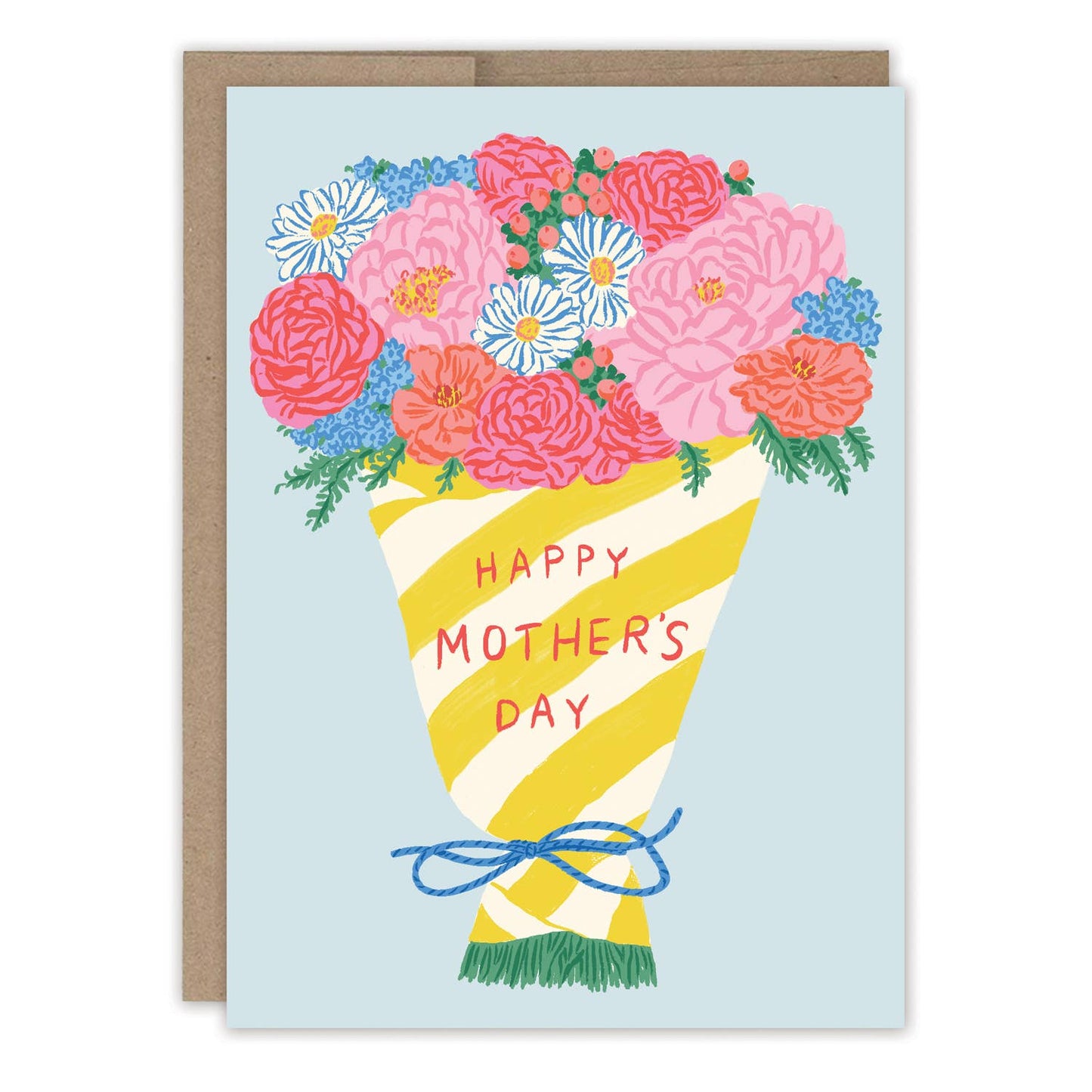 Mother's Day Card; Paper Wrapped Bouquet