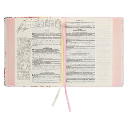 KJV My Creative Bible; Faux Leather White Floral Printed
