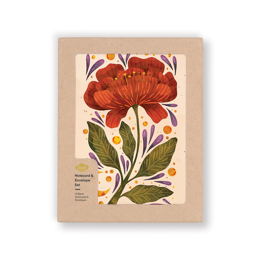 Notecard Set; Burgundy Bloom