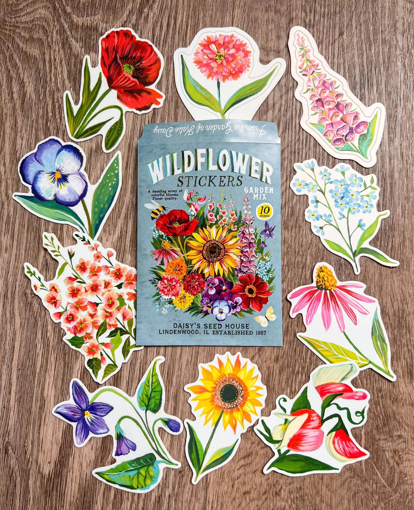 Sticker Pack; Wildflowers (Set of 10 Matte Stickers)