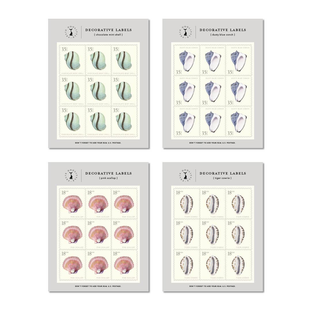 Decorative Label Set; Captiva Island Seashells by Felix Doolittle (36 Labels)