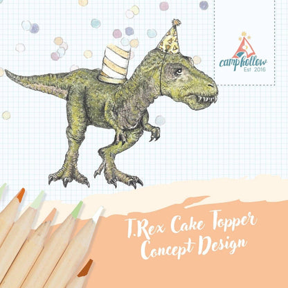 Camp Hollow Cake Topper; T.Rex (Hand-Painted Porcelain)