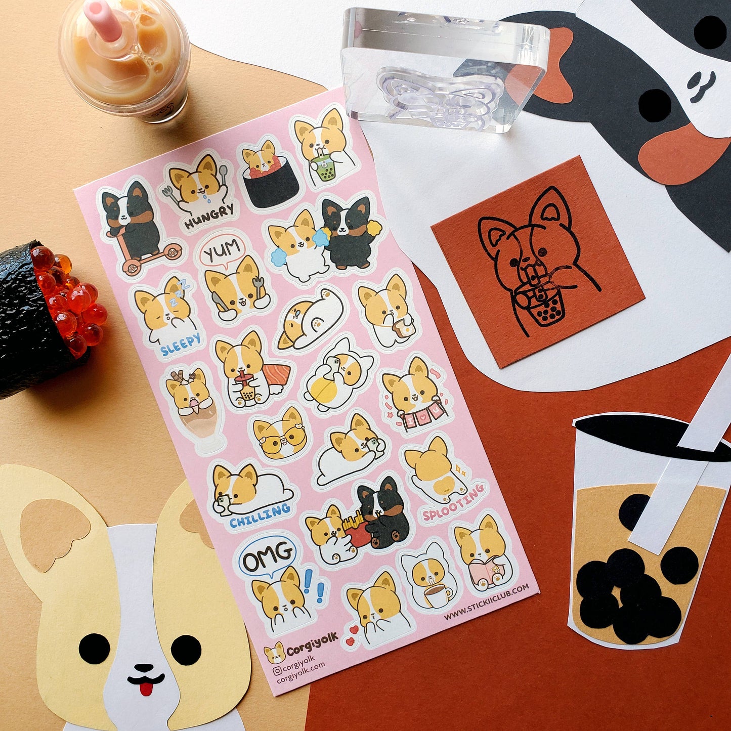 Sticker Sheet; Corgi Cuties