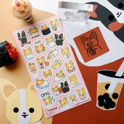 Sticker Sheet; Corgi Cuties