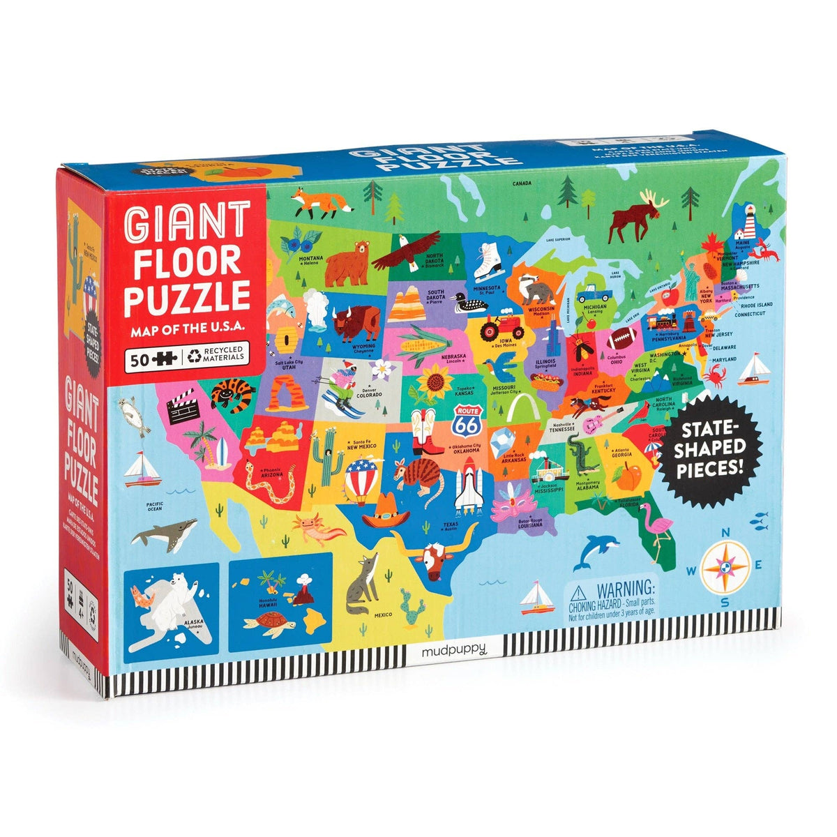 Jigsaw Puzzle; Map of the U.S.A. (50 Pieces)