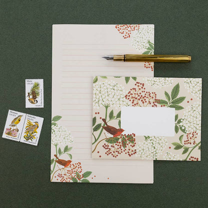 Letter Writing Set; Elderberry By Botanica Paper Co. (12 Letters + 6 Envelopes)