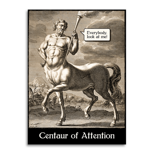 Greeting Card; Centaur of Attention: Funny Vintage Illustration Card