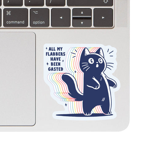Vinyl Sticker; Flabbers (Funny Cute Kitty Cat Sarcastic High Quality)
