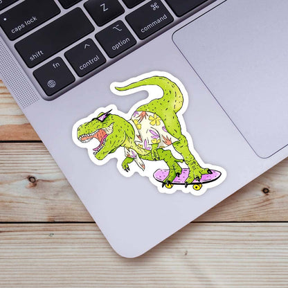 Vinyl Sticker; Rad Skateboard T-Rex Dinosaur