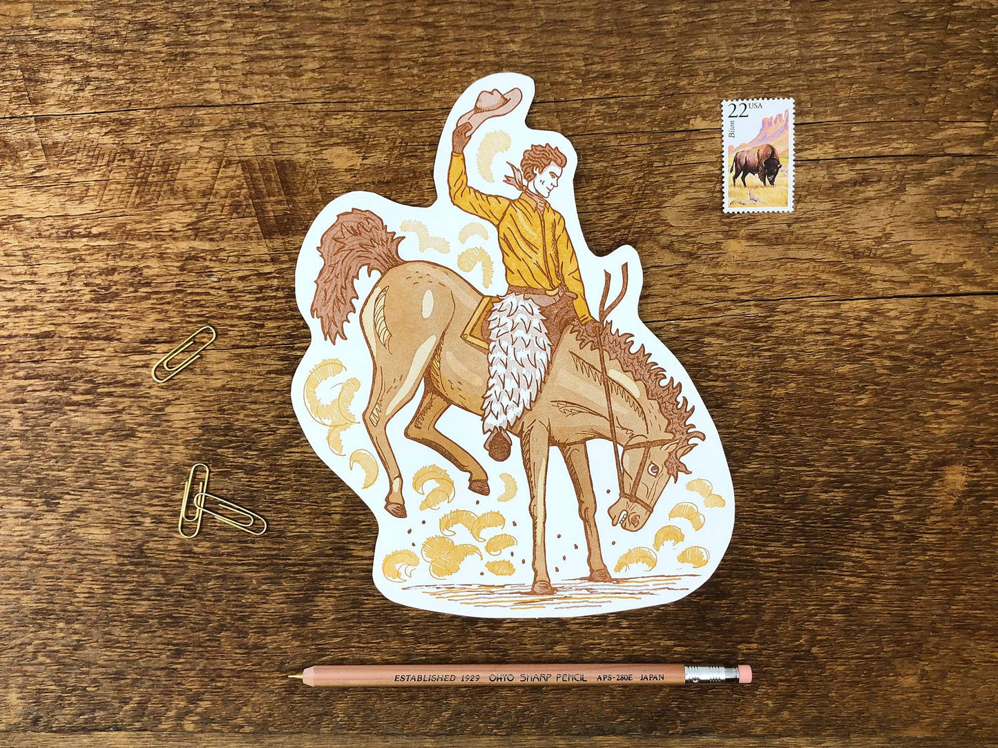 Postcard; Bucking Bronco (Large Cut-Out)