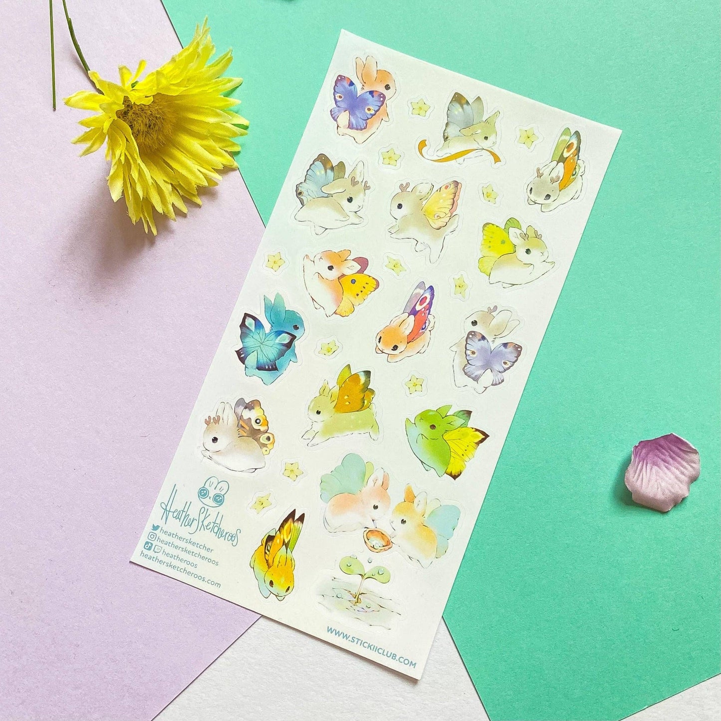 Sticker Sheet; Bunnerflies