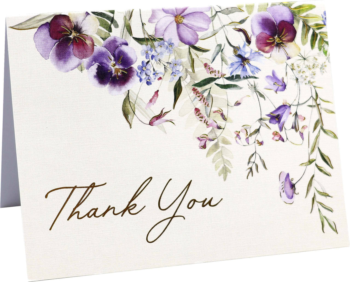 Premium Thank You Note Card Set; Wildflowers