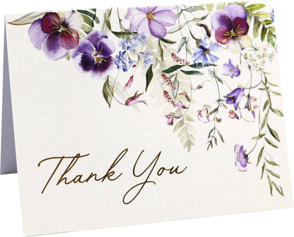 Premium Thank You Note Card Set; Wildflowers